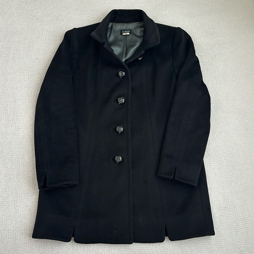 J Crew 100% Wool Black Coat Size 8